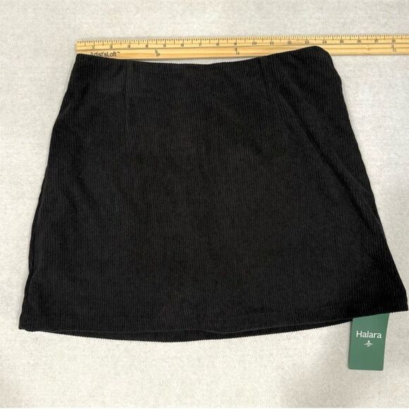 Halara Womens Black Mini A-Line Corduroy Skort Size M High Waist Bodycon Sexy - Picture 6 of 8